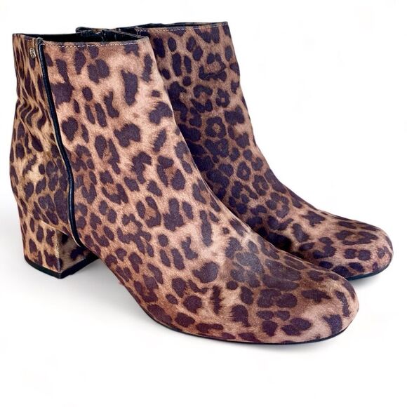 Sam and Libby Animal Print Booties Women's Size 9.5 Chunky Heel - Picture 1 of 7